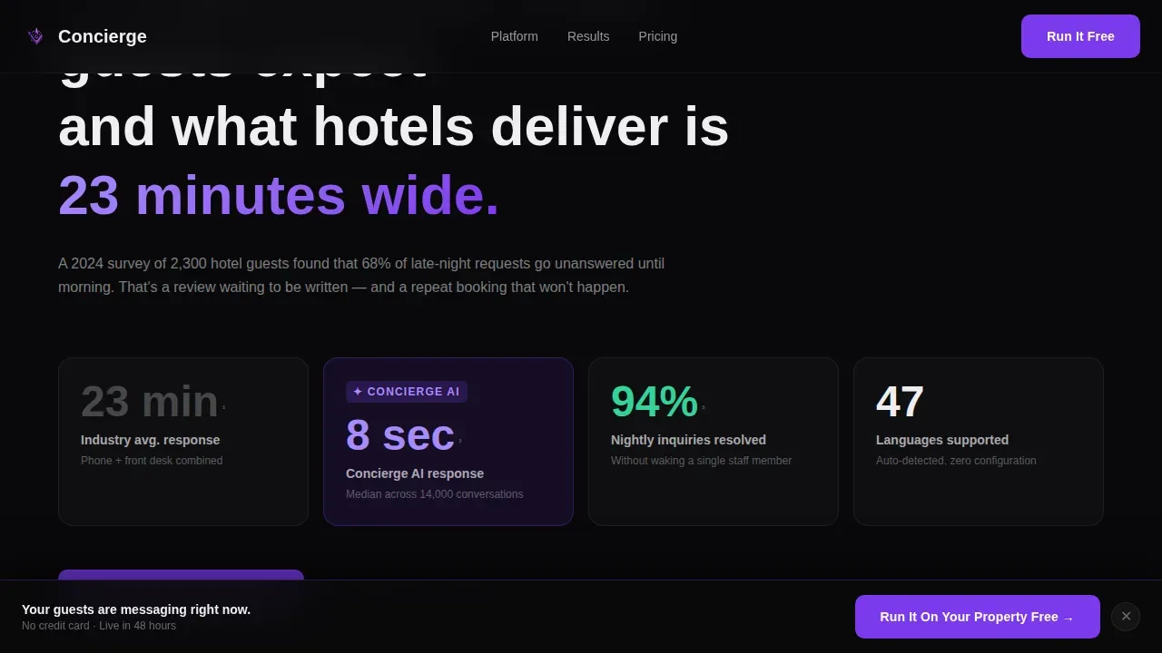 AI Guest Service Landing Page Template