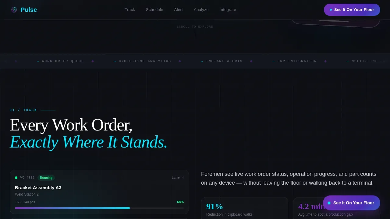 Real-Time Shop Floor Mobile MES Landing Page Template