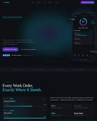 Real-Time Shop Floor Mobile MES Landing Page Template