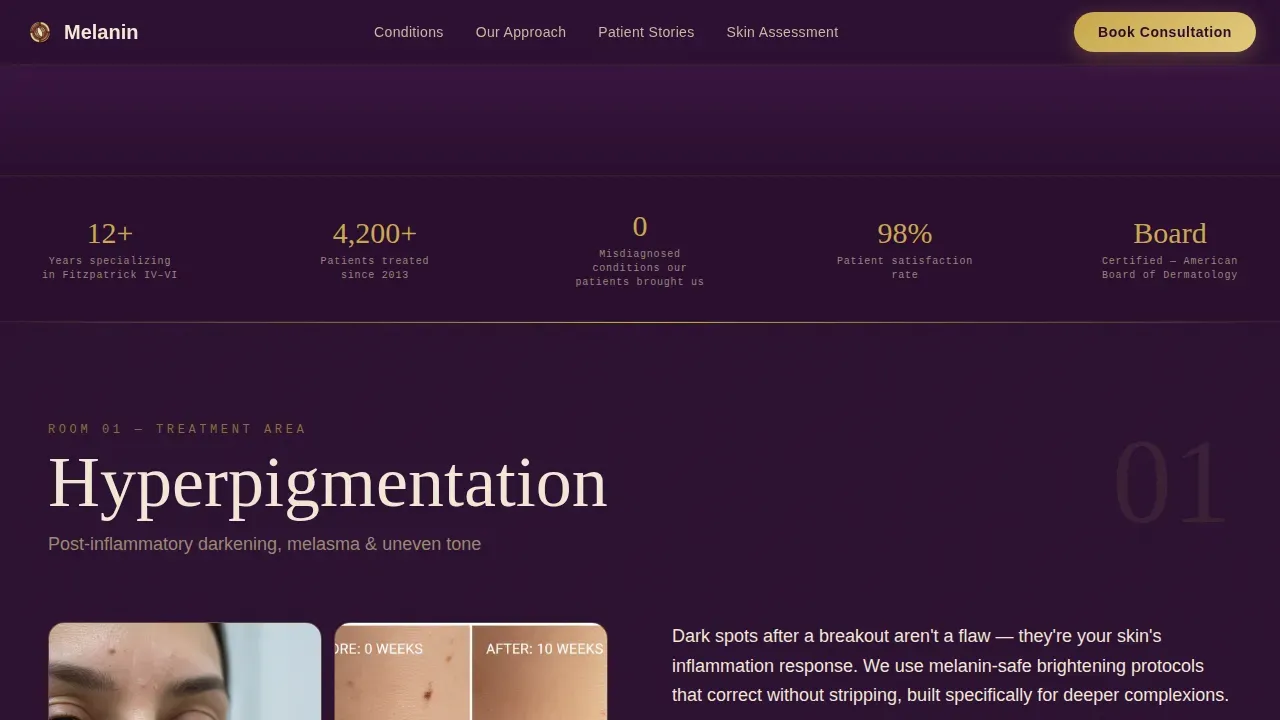 Dignified Dermatology Booking | Free Website Template | Rocket