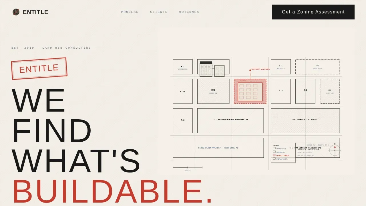 Bold Brutalist Zoning & Land Use Consulting Landing Page