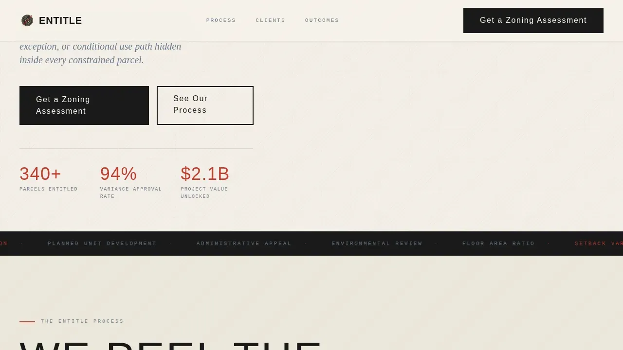 Bold Brutalist Zoning & Land Use Consulting Landing Page