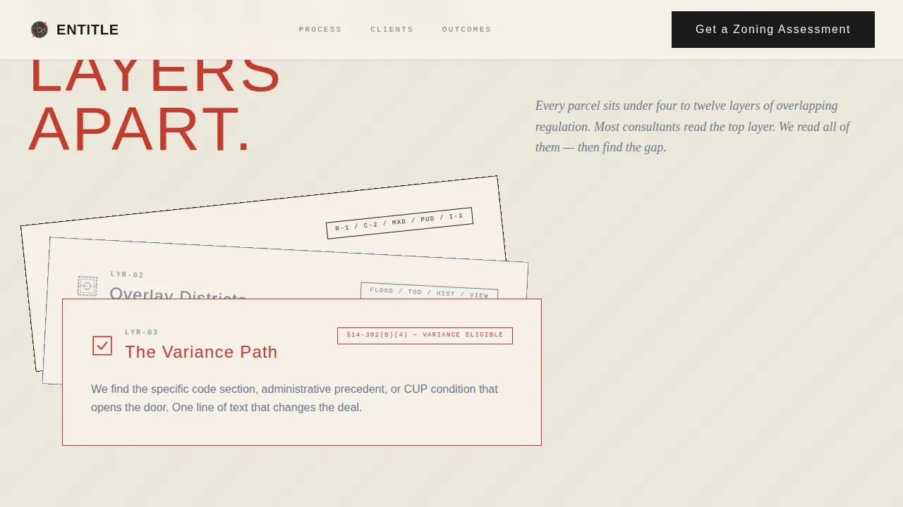 Bold Brutalist Zoning & Land Use Consulting Landing Page
