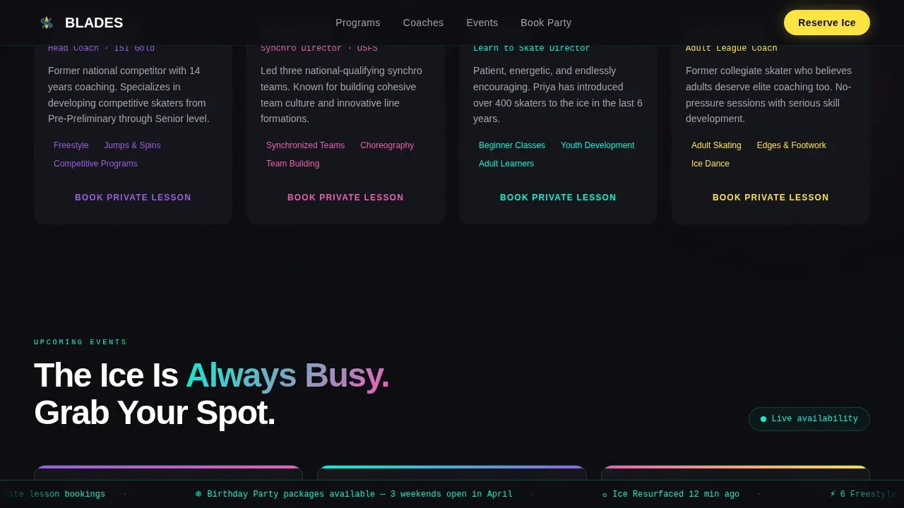 Figure Skating Pre-Launch & Coming Soon Website Template
