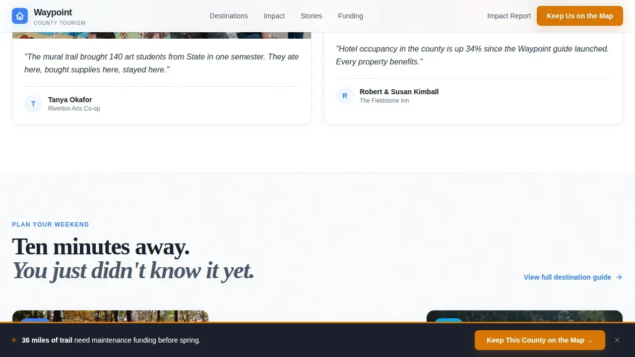 County Tourism Donation Landing Page Template