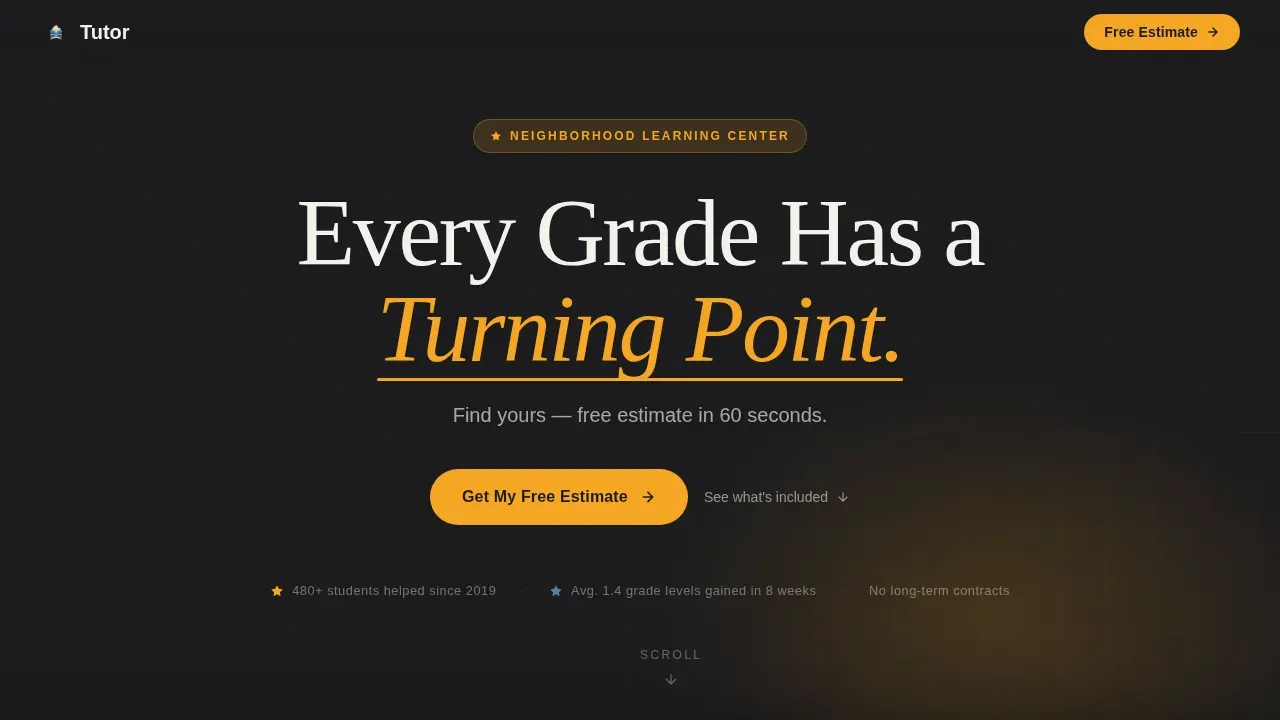 Tutoring Center Marketing Pricing Website Template