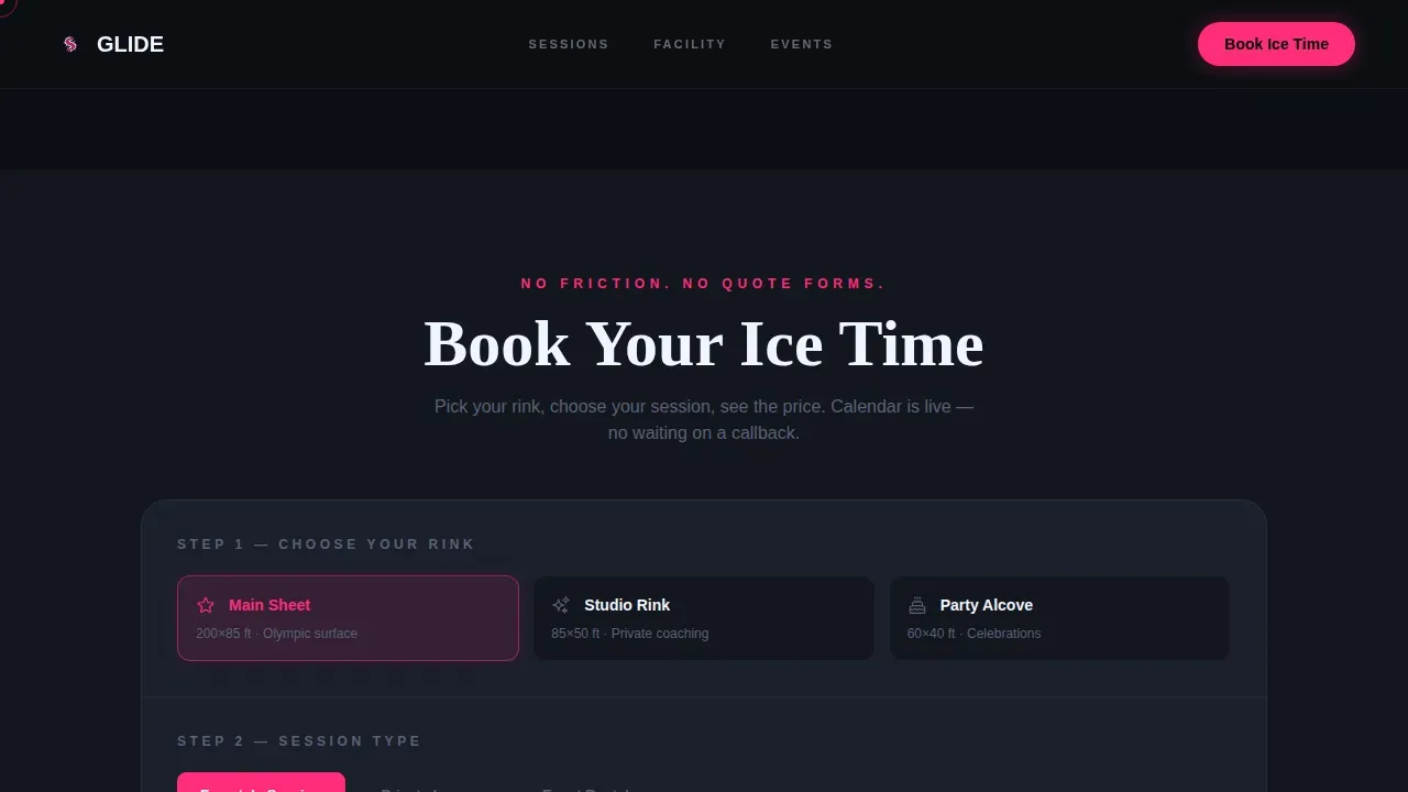 Figure Skating Booking Website Template