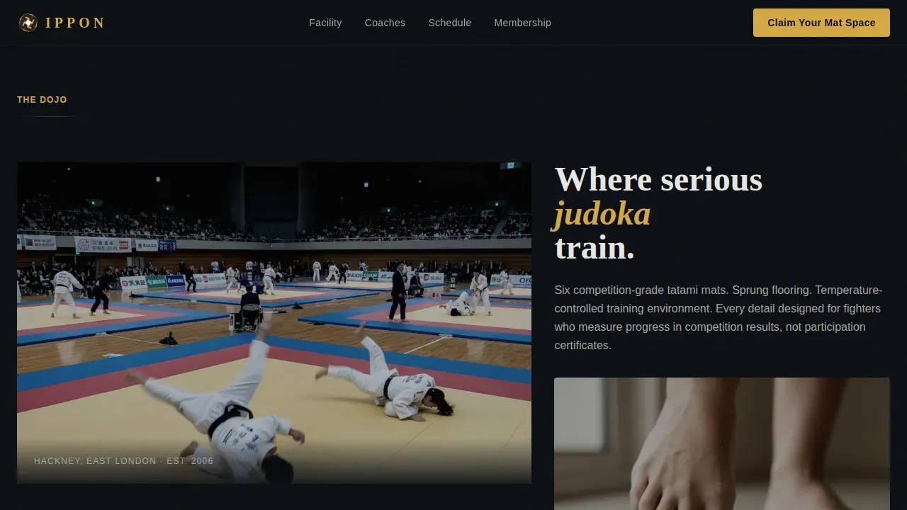 Judo Venue Landing Page Template | Competition Edge
