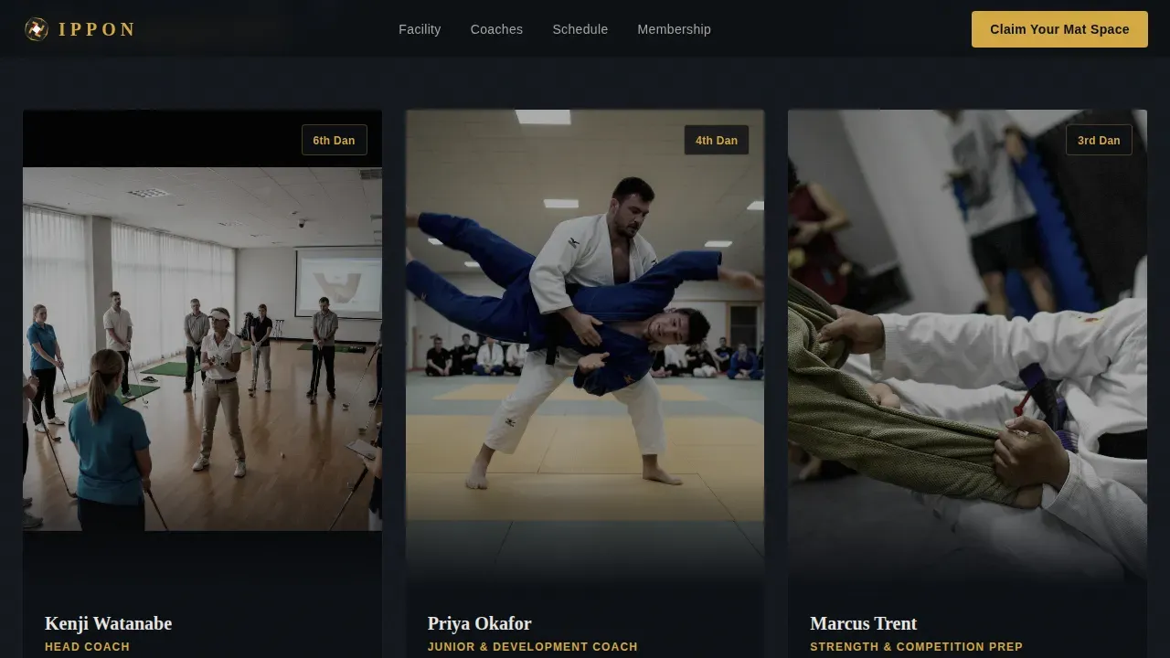 Judo Venue Landing Page Template | Competition Edge