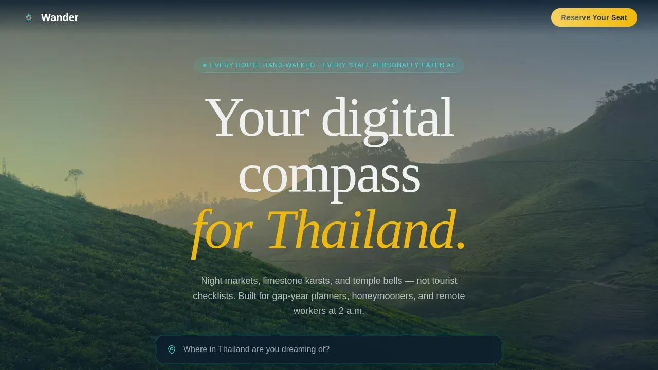 Immersive Thailand Travel Landing Page Template