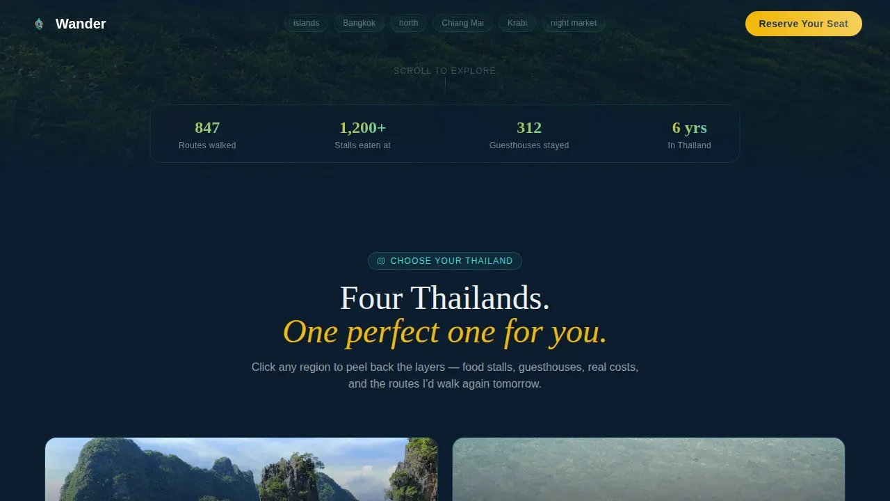 Immersive Thailand Travel Landing Page Template
