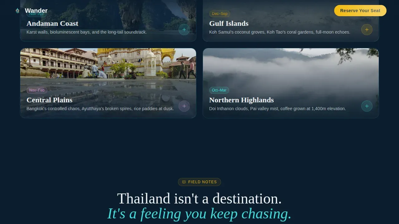 Immersive Thailand Travel Landing Page Template