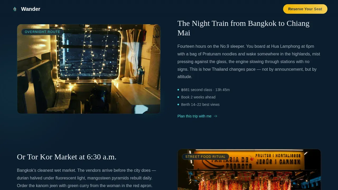 Immersive Thailand Travel Landing Page Template