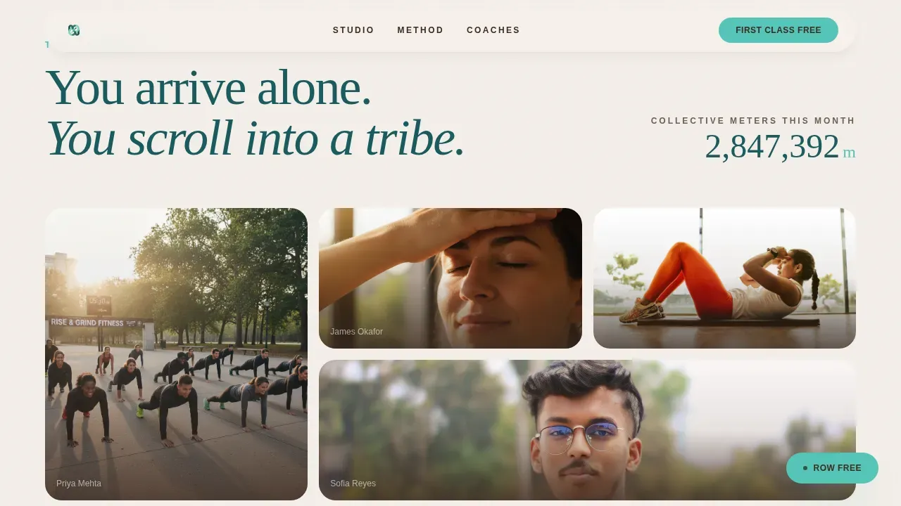 Heal In Rhythm Rowing Studio Landing Page Template