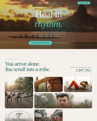 Heal In Rhythm Rowing Studio Landing Page Template