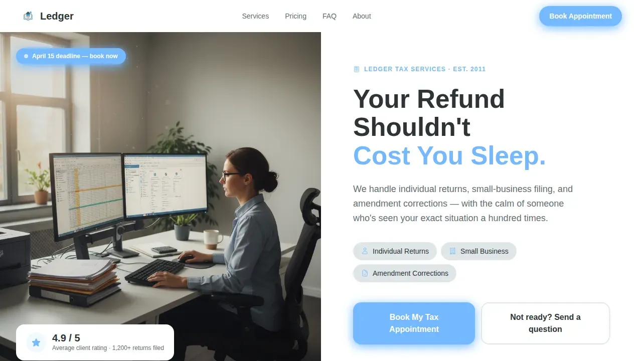 Tax Appointment Booking Landing Page Template