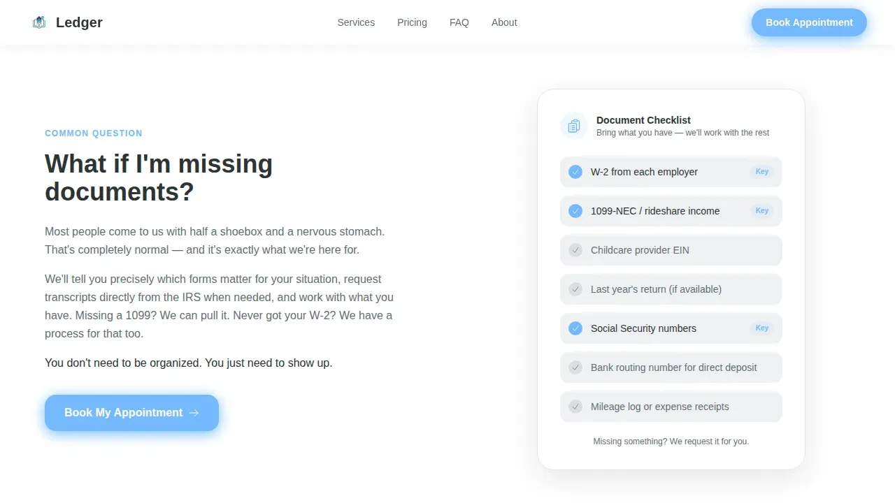 Tax Appointment Booking Landing Page Template
