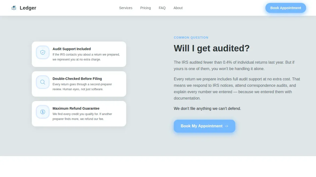 Tax Appointment Booking Landing Page Template