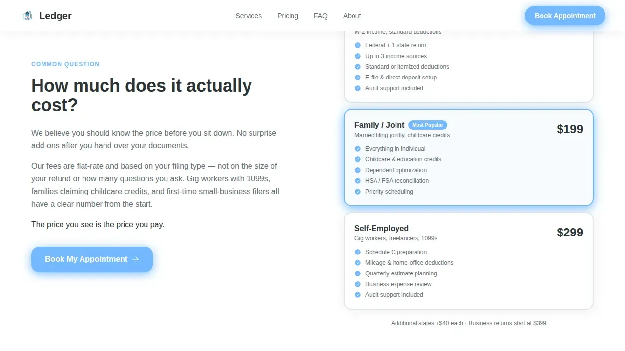 Tax Appointment Booking Landing Page Template