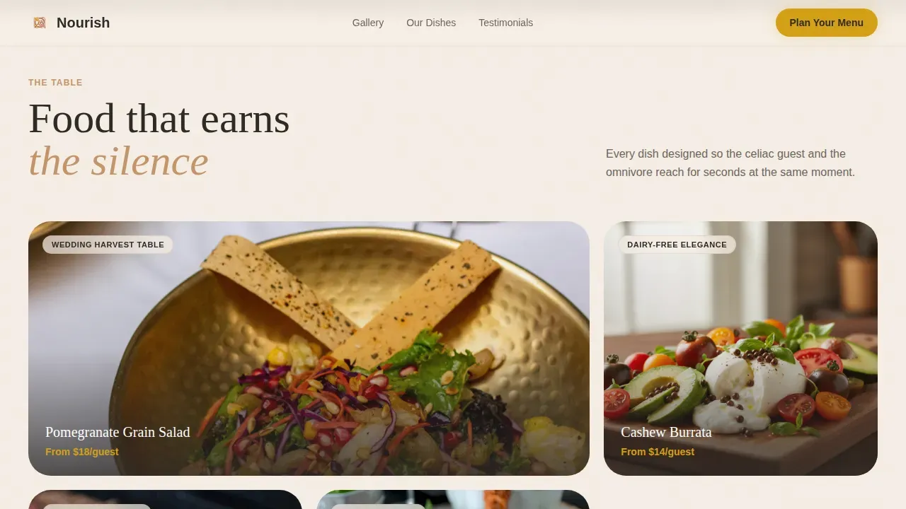 Vegan Catering Landing Page Template, Warm Artisan