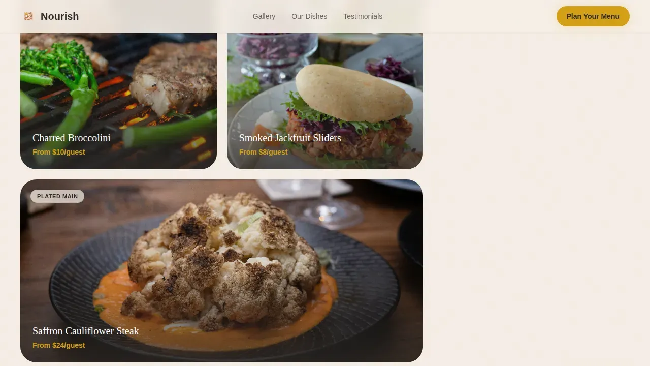 Vegan Catering Landing Page Template, Warm Artisan