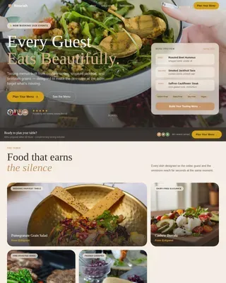 Vegan Catering Landing Page Template, Warm Artisan