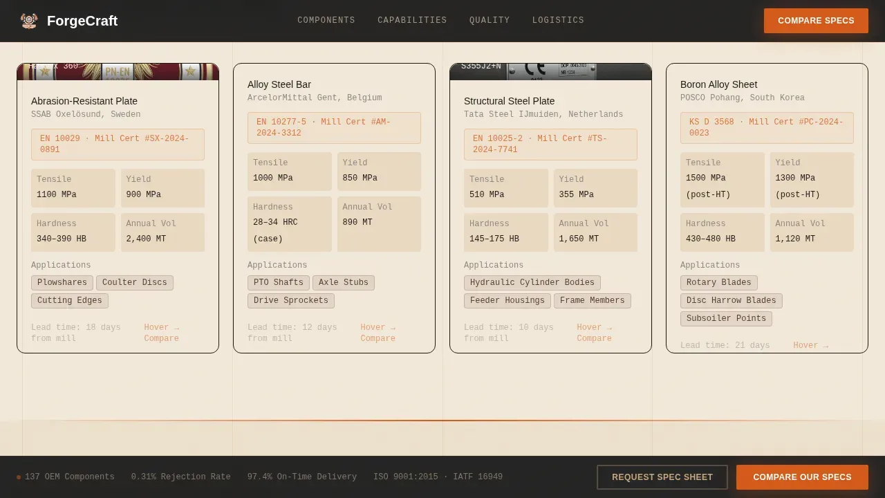 Specialist Agricultural Equipment Manufacturing Comparison Website Template