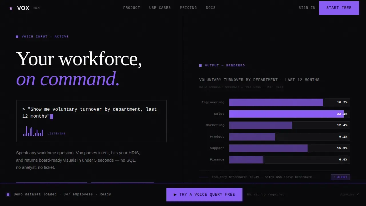 Bold Brutalist Voice-Activated HRM Landing Page Template