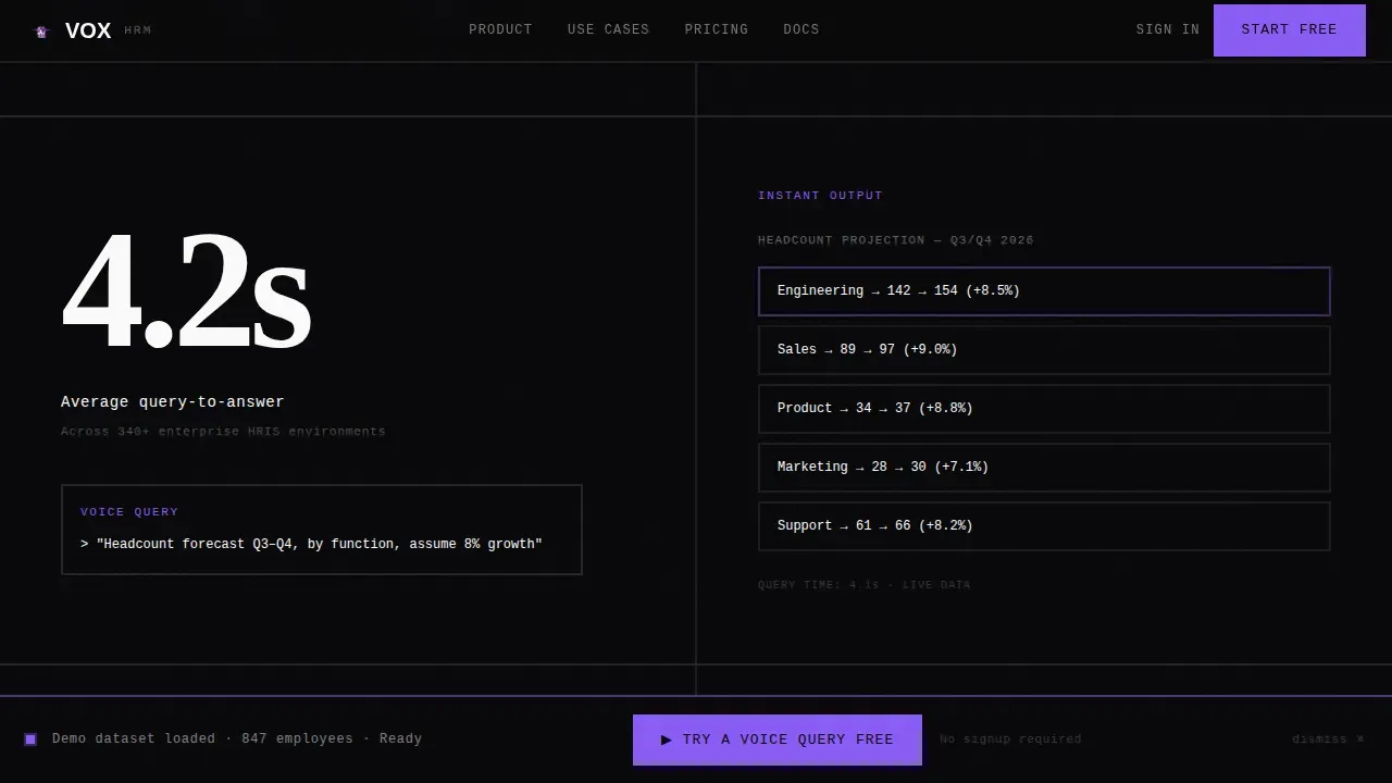 Bold Brutalist Voice-Activated HRM Landing Page Template