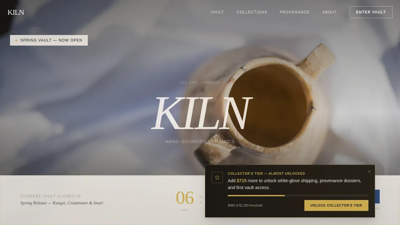 Curated Antique Pottery Landing Page Template