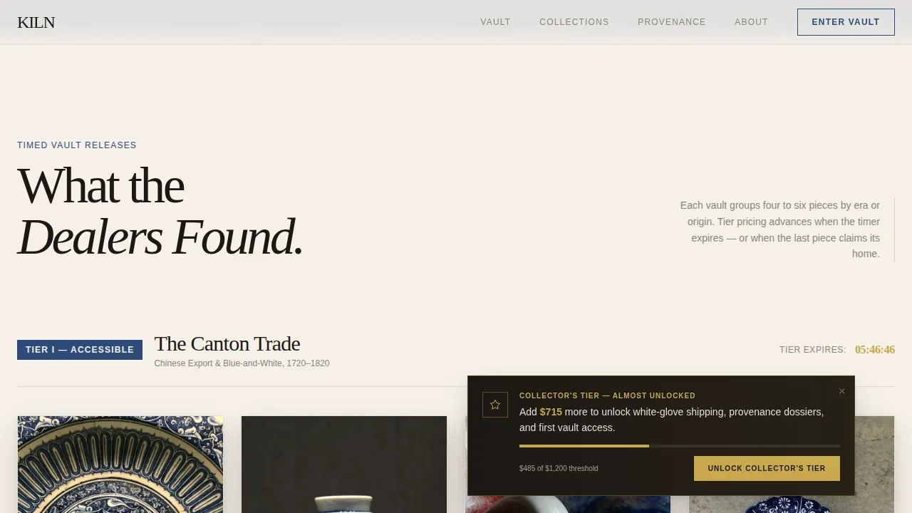 Curated Antique Pottery Landing Page Template