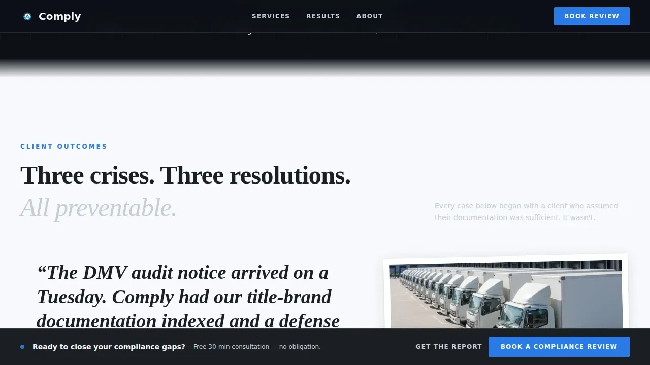 Authoritative Automotive Compliance Landing Page Template