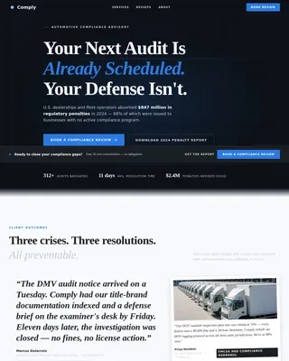 Authoritative Automotive Compliance Landing Page Template