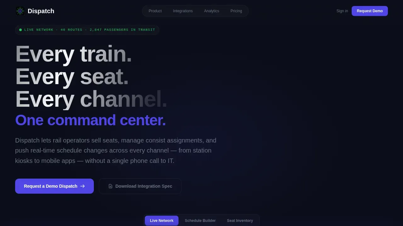 Real-Time Rail Operations Landing Page Template
