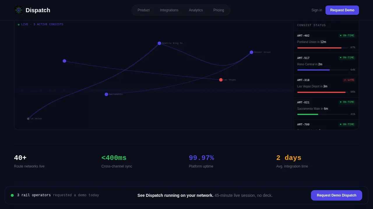 Real-Time Rail Operations Landing Page Template