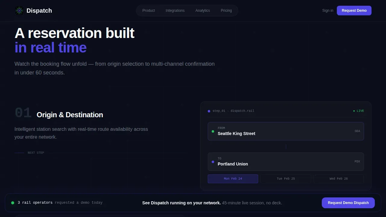 Real-Time Rail Operations Landing Page Template