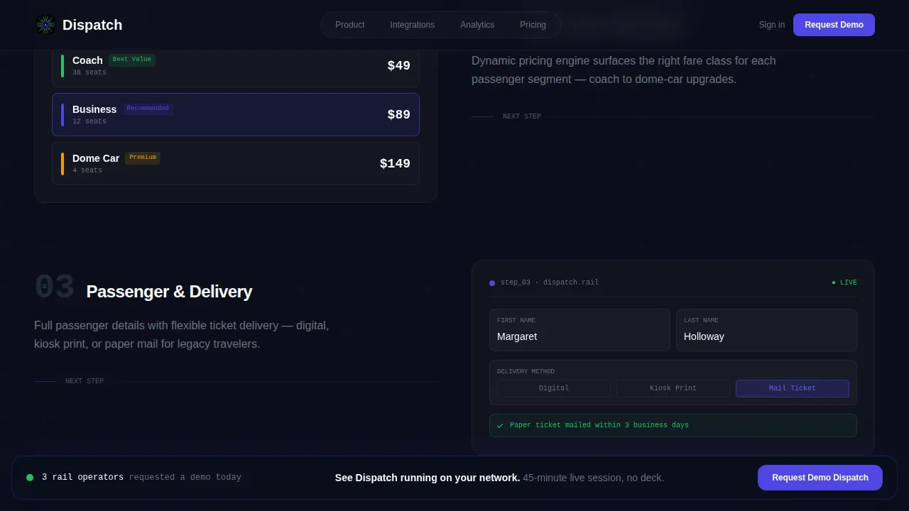 Real-Time Rail Operations Landing Page Template