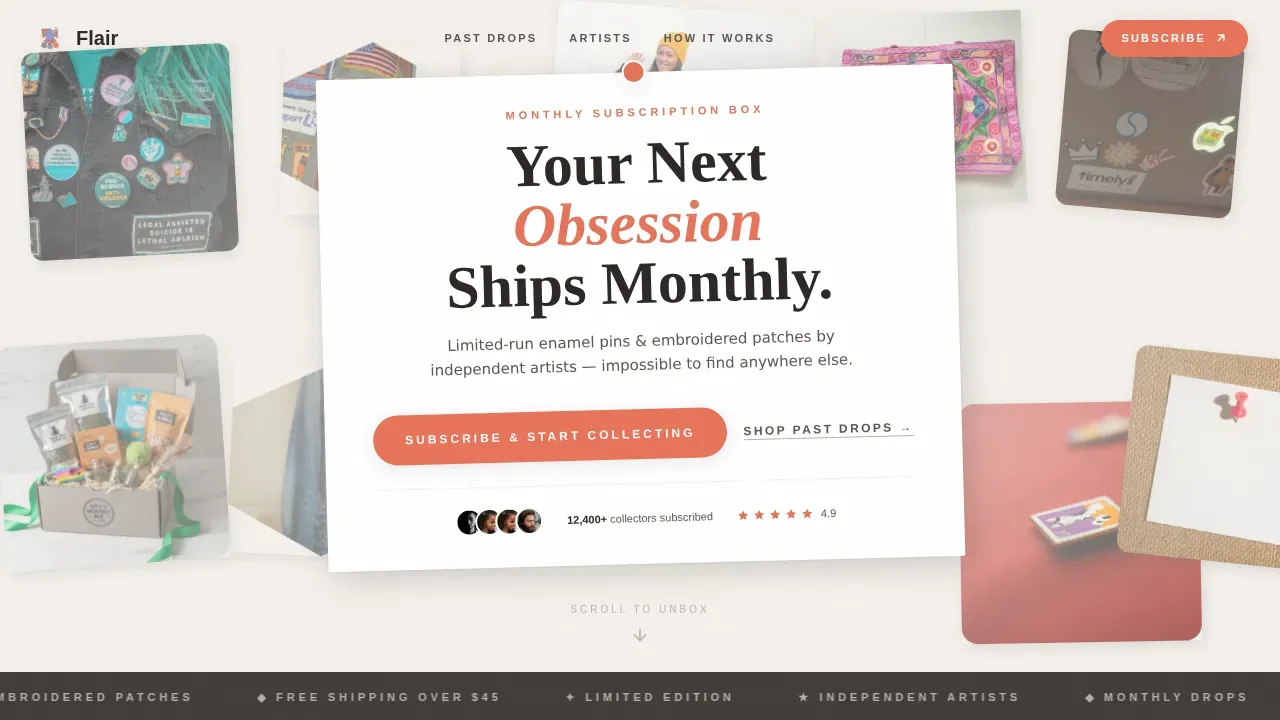 Vibrant Enamel Pin Box Landing Page Template