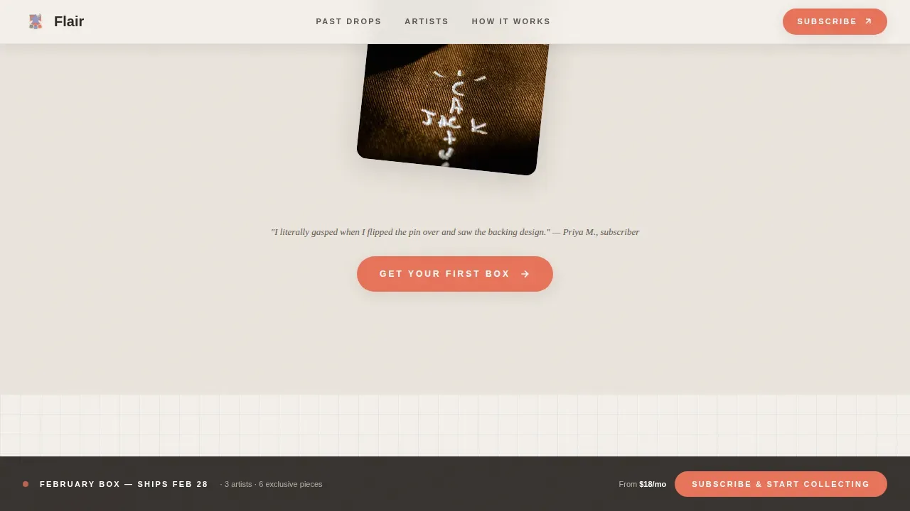 Vibrant Enamel Pin Box Landing Page Template