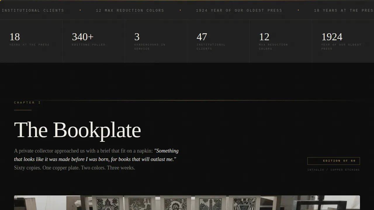 Expert Printmaker Portfolio Landing Page Template