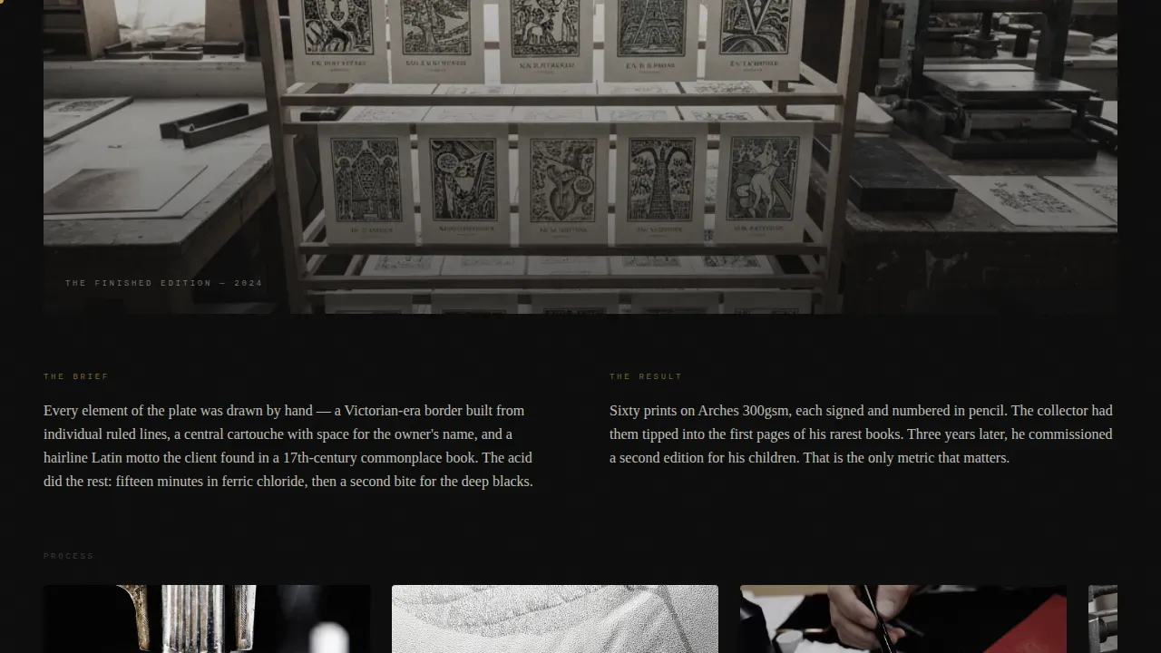 Expert Printmaker Portfolio Landing Page Template