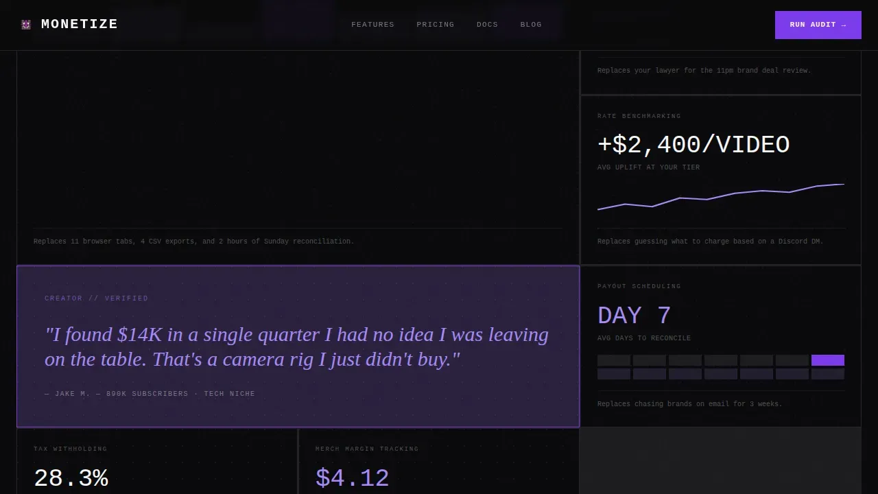 Bold Creator Income Audit Landing Page Template