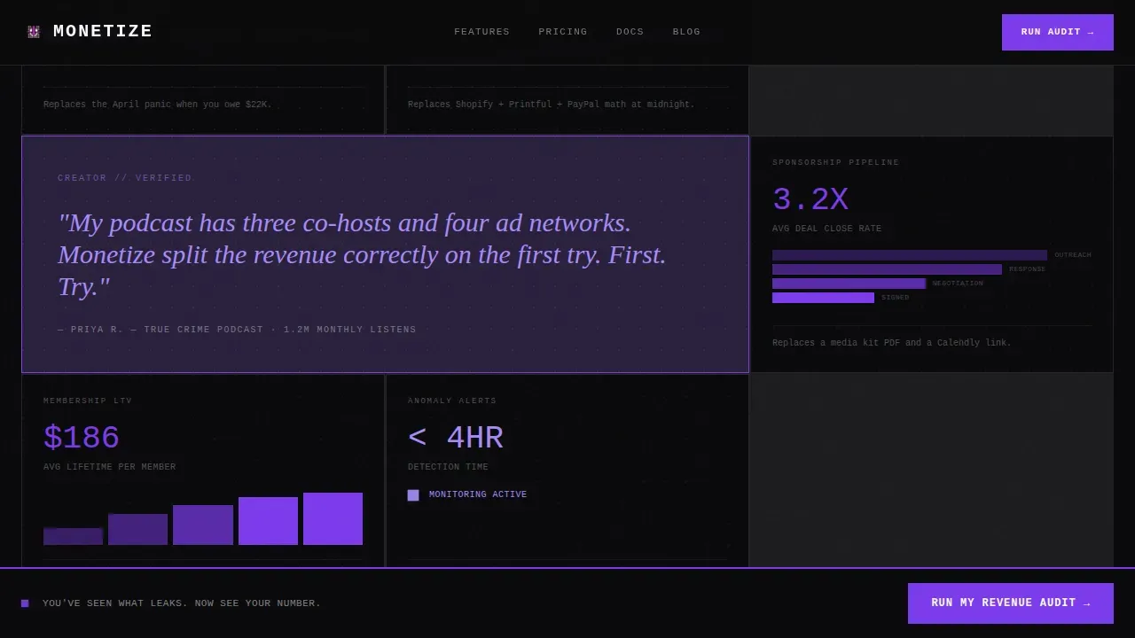 Bold Creator Income Audit Landing Page Template