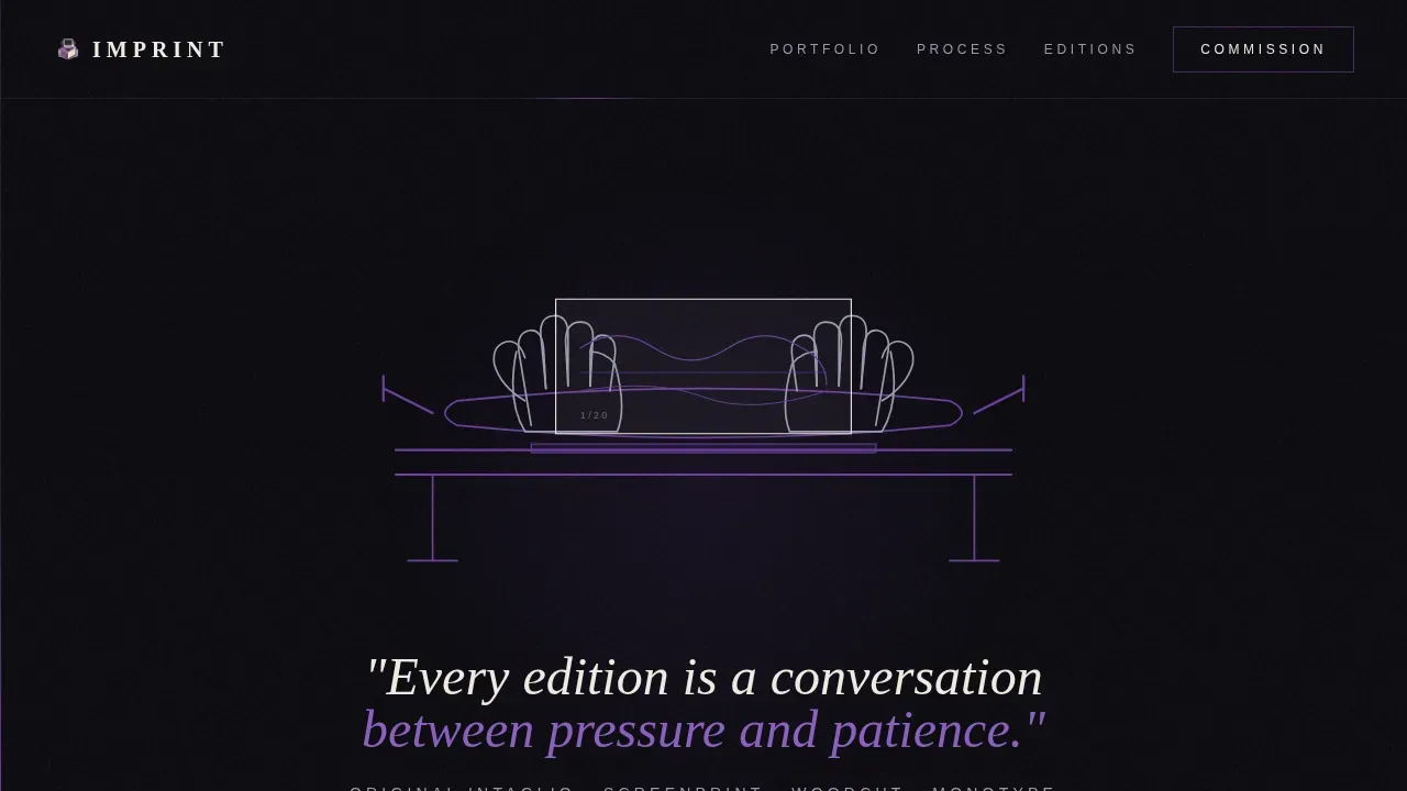 Artisan Printmaker Portfolio Landing Page Template