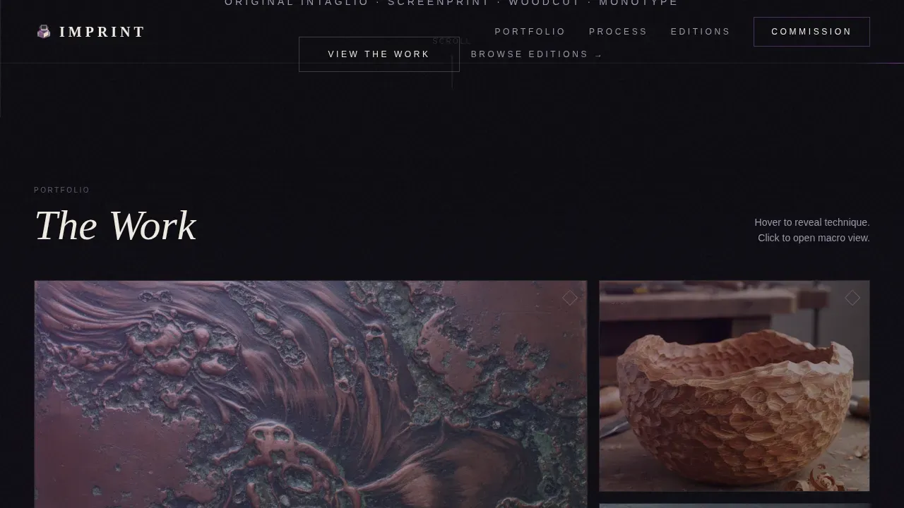 Artisan Printmaker Portfolio Landing Page Template