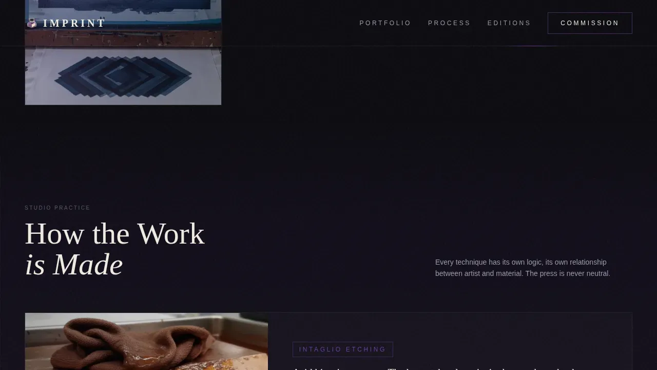 Artisan Printmaker Portfolio Landing Page Template