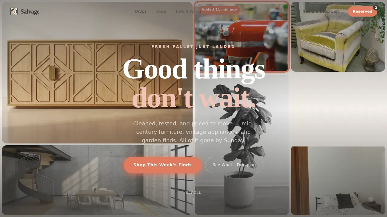 Trendy Vintage Goods Marketplace Landing Page Template