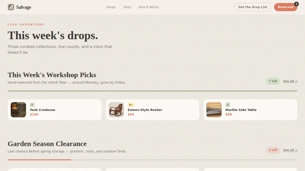 Trendy Vintage Goods Marketplace Landing Page Template