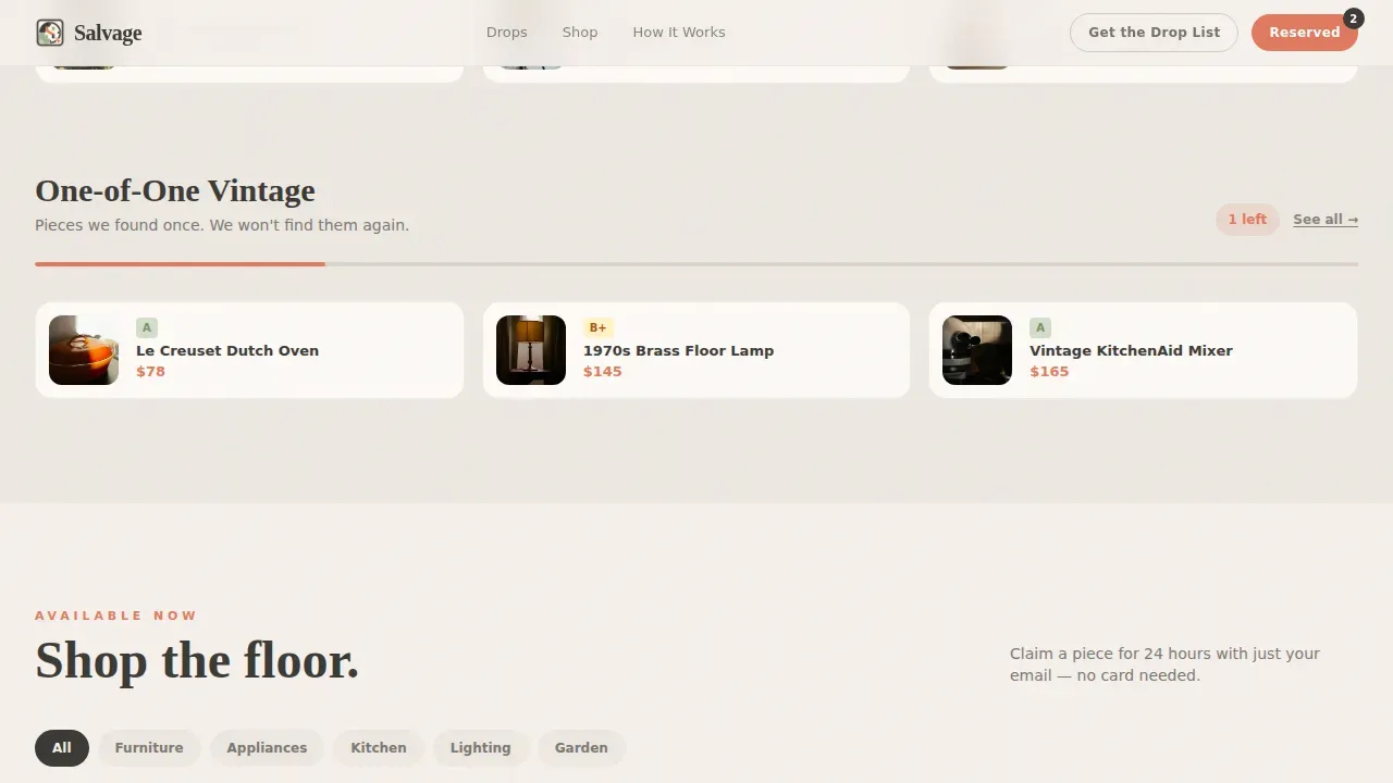 Trendy Vintage Goods Marketplace Landing Page Template