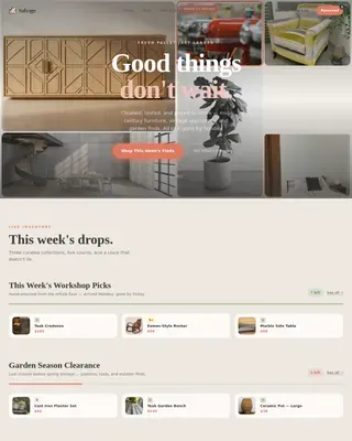 Trendy Vintage Goods Marketplace Landing Page Template